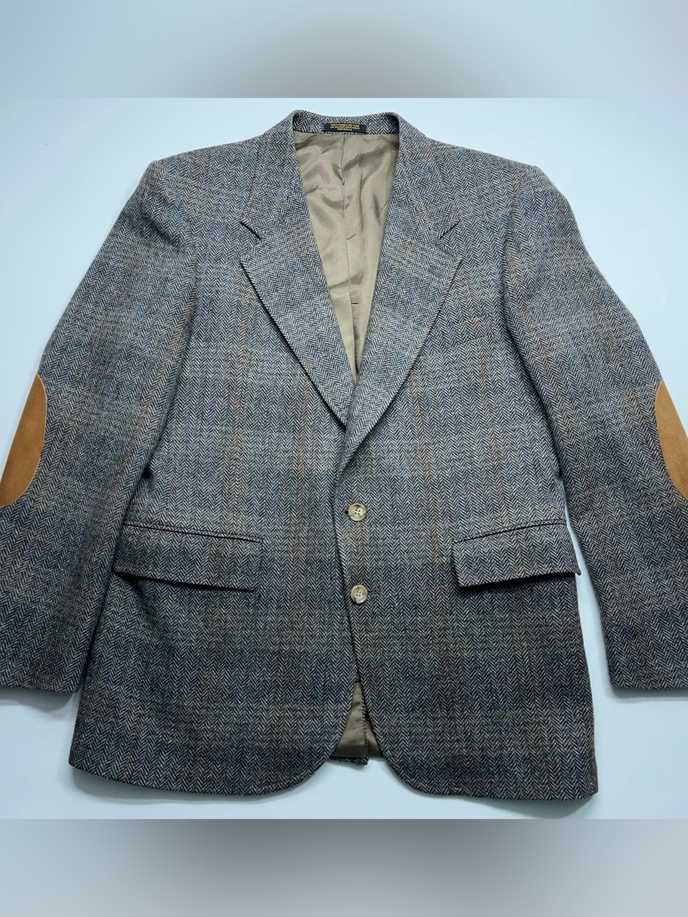 EVAN PICONE Wool Sport Coat Jacket Mens Size 42 Reg Brown Herringbone Blazer